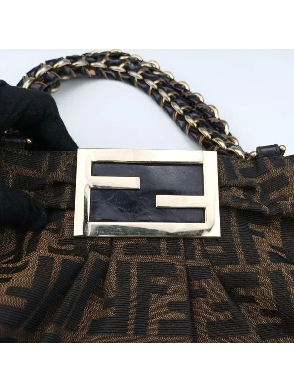 Fendi Mia Brown Canvas Shoulder